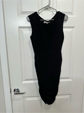 LOFT Black Sleeveless Midi Sheath Dress